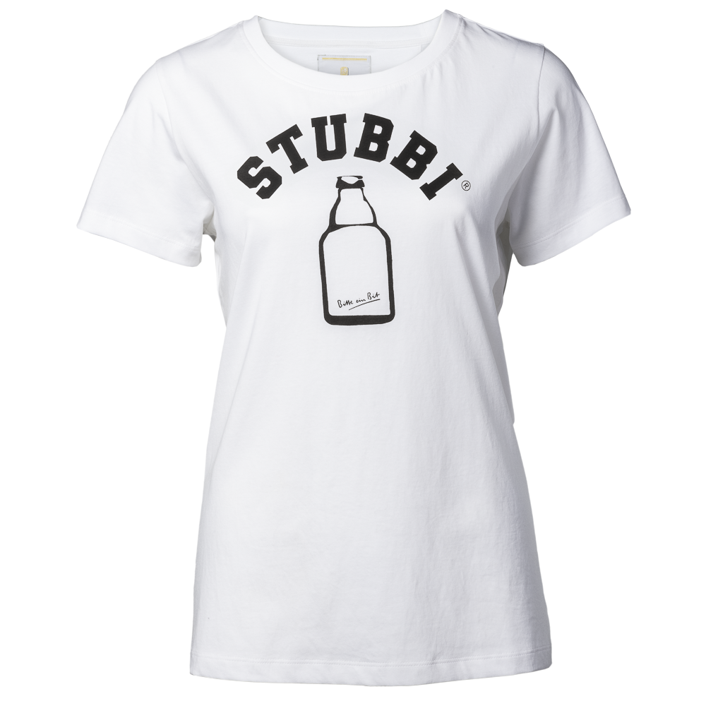 Weißes T-Shirt aus Baumwolle mit schwarzen Stubbi Logo