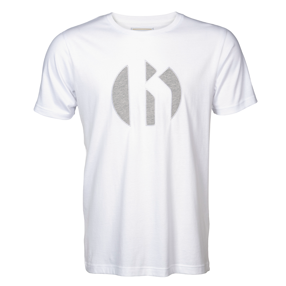 Weißes T-Shirt aus Baumwolle mit grauen Bitburger-B Logo