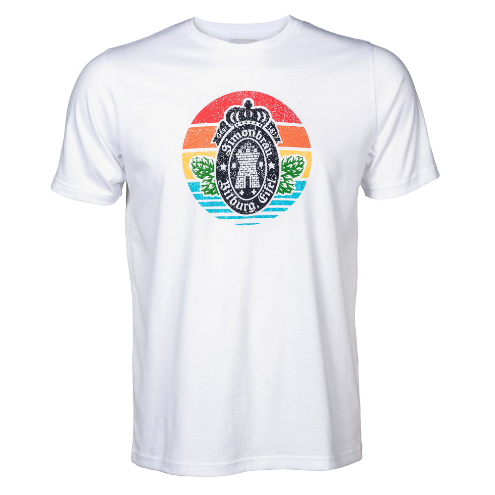 Weißes T-Shirt aus Baumwolle mit Multicolor-Print in der Mitte
